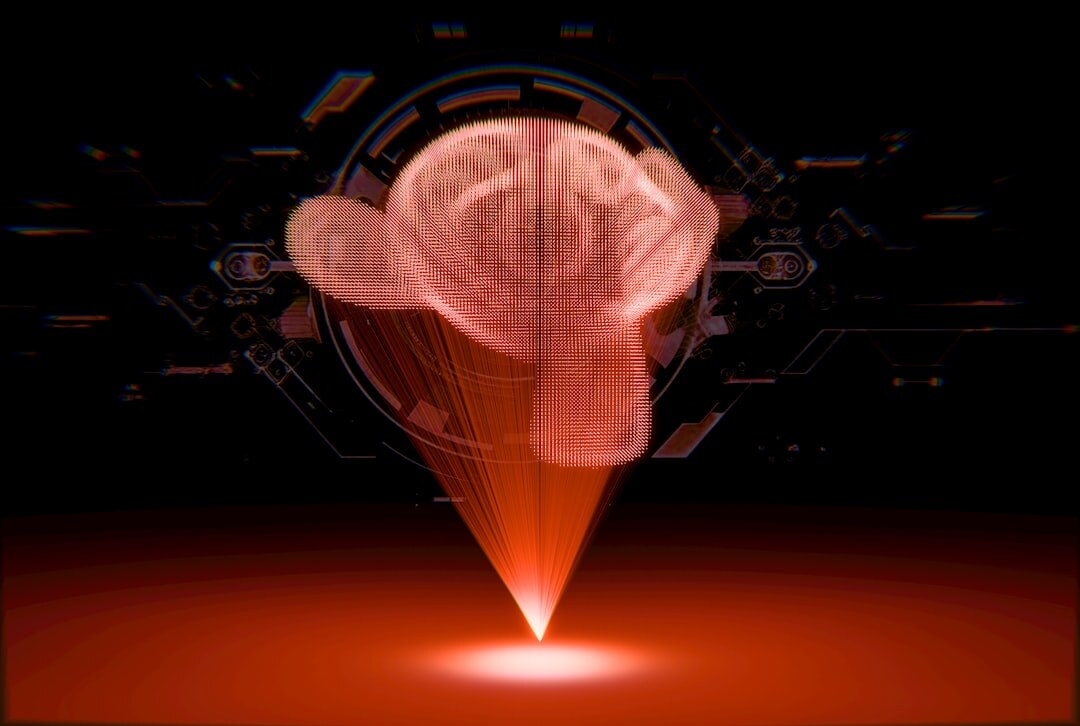 Futuristic AI technology interface with glowing digital elements
