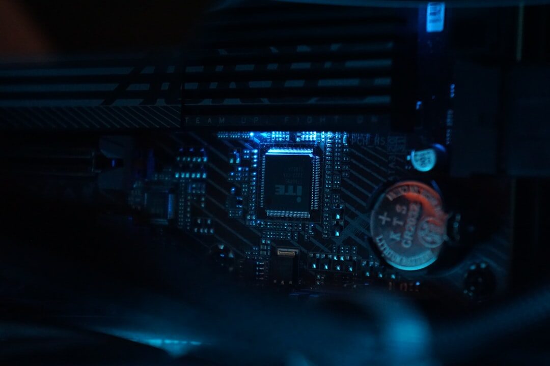 Cybersecurity concept with blue digital lock and circuit patterns